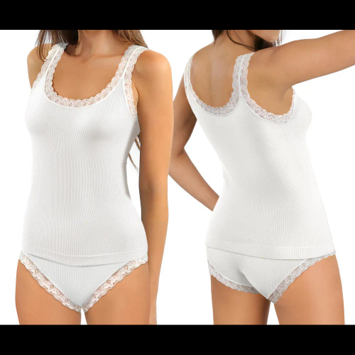 Podkoszulka damska Sesto Senso 6109 koronka bezszwowa dopasowana biała 