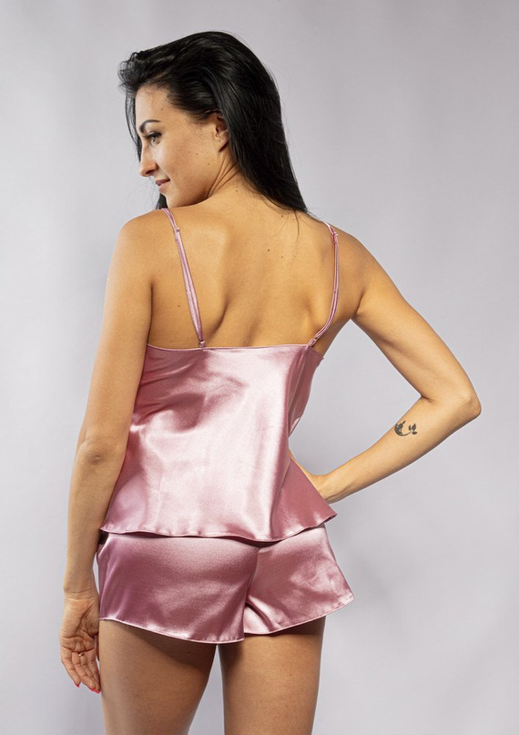 Karen Komplet piżamka damska satyna DKaren - Wrzos