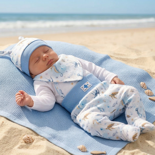 ABK-0042 Komplet niemowlęcy SEA OF JOY NINI bawełna organiczna OEKO-TEX delikatny PL