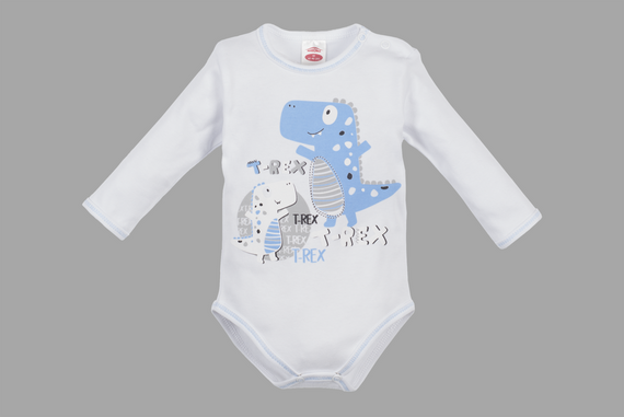 03191BDR Body z długim rękawem "T-REX" Makoma białe 