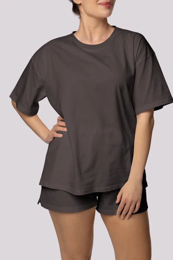 Bliss shortsleeve Piżama damska Mona grafitowy 