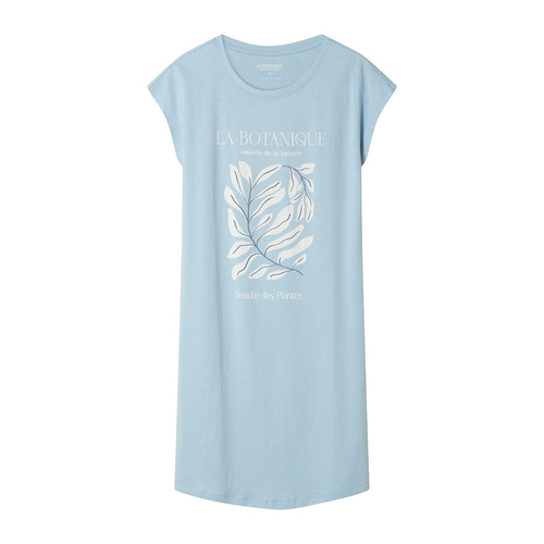 Koszula nocna damska 45183 Estes niebieska , bawełniana, krótki rękaw, półokrągły dekolt, luźny fason