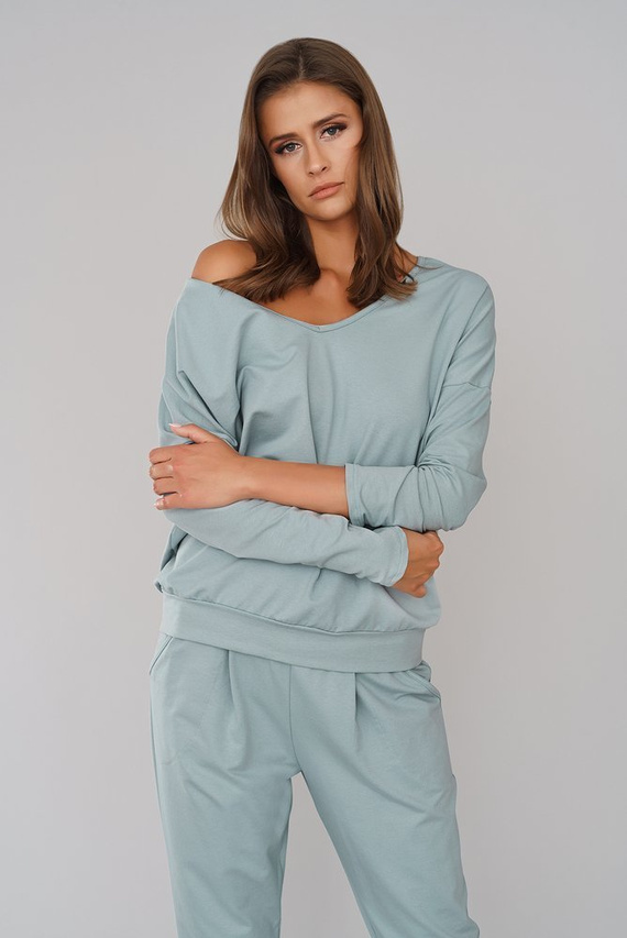 Karina Komplet Damski długi rękaw, spodnie Italian Fashion - miętowy 