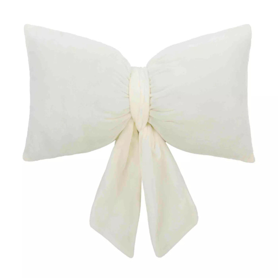 Poduszka świąteczna Kokarda 40x23 Spod Igły i Nitki – biała poduszka z weluru velvet, certyfikat Oeko-Tex