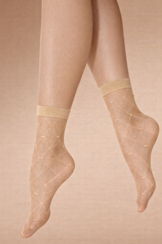 Skarpetki Knittex Hold 20 den – damskie skarpetki z geometrycznym wzorem naturel