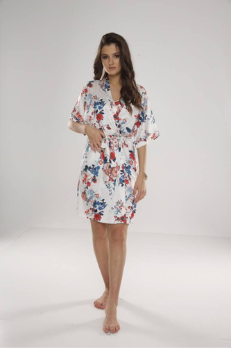 638 Lurdes Szlafrok damski De Lafense - ecru-czerwony