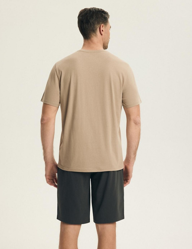 Henderson 44604 Park piżama męska bawełna krótki rękaw komfort beżowa