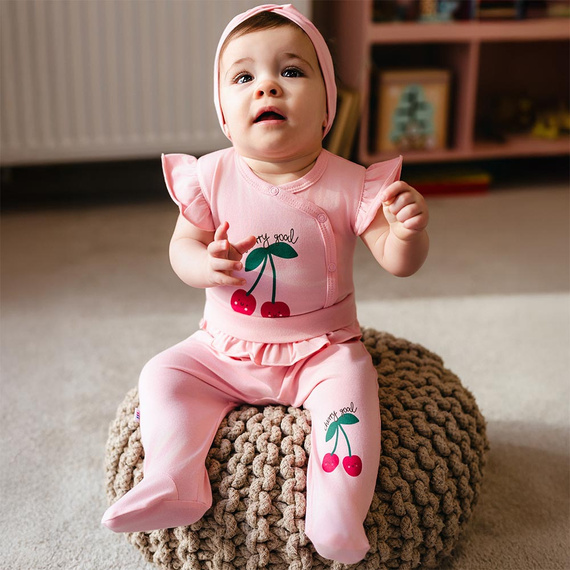 Body dziewczęce Eevi Cherry motylkowe rękawki bawełna rozpinane