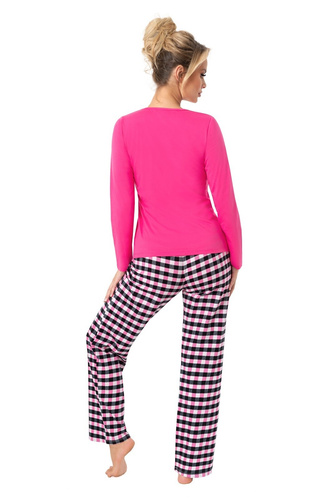 Piżama damska Donna Sleep Long  fuksjowy– bawełna, długi rękaw, pakowana w foliowy worek