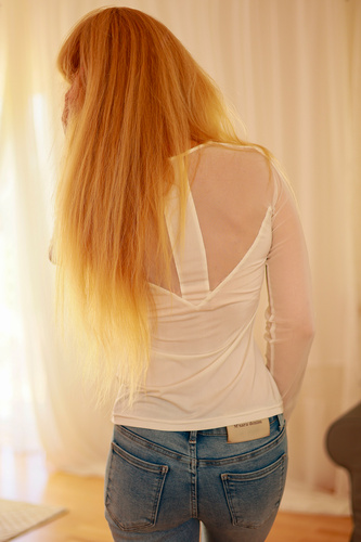 Fargo Bluzka damska Mirale – mikrofibra, transparentne rękawy i plecy, długi rękaw - ecru