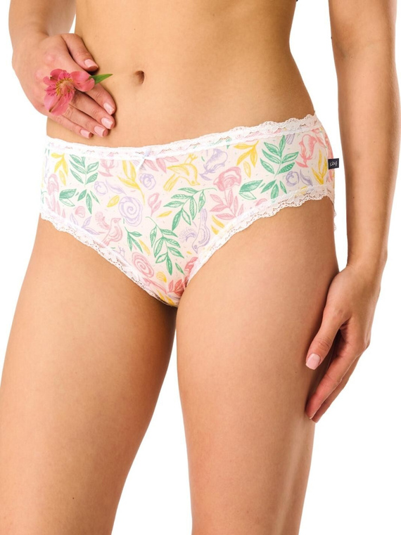 Figi damskie midi LPC 576 B26 Key fioletowy-biały– wiskozowe, z koronką, 2-pak Key