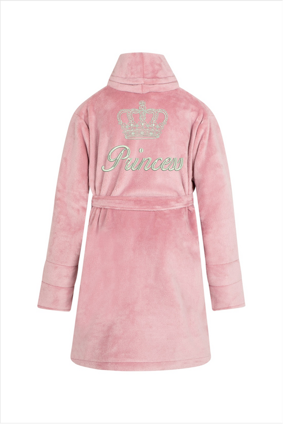 Princess + korona Szlafrok dziecięcy polarowy ByShelly - brudny róż/srebrny