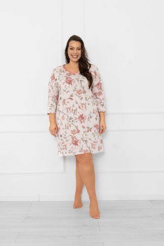 Koszula nocna damska Salta – bawełna, rękaw 3/4, dekolt w serek Italian Fashion