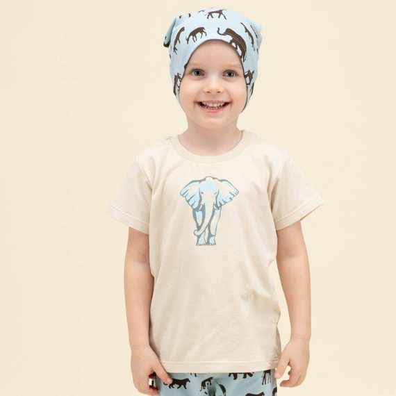 Safari T-shirt z nadrukiem Pinokio - beżowy słoń