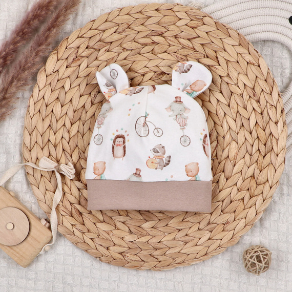 ABN-5598 Circus Czapka niemowlęca Nini – 100% bawełna organiczna, miękka i bezpieczna