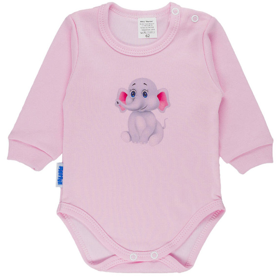 Słonik body z długim rękawem Martex różowy 