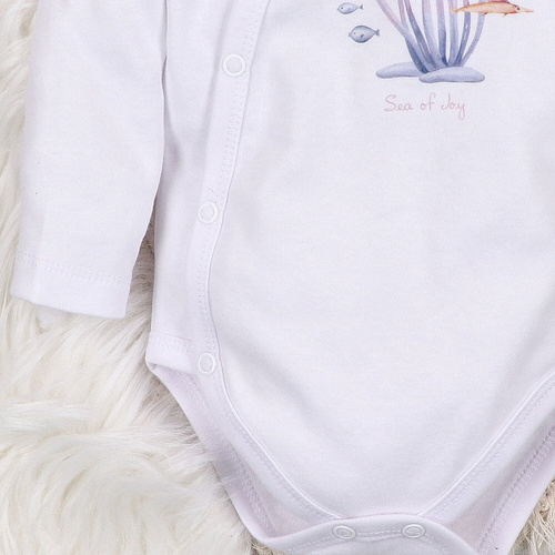 ABN-5472 Underwater World Body kopertowe z długim rękawem Nini  biały– bawełna organiczna, dla niemowląt