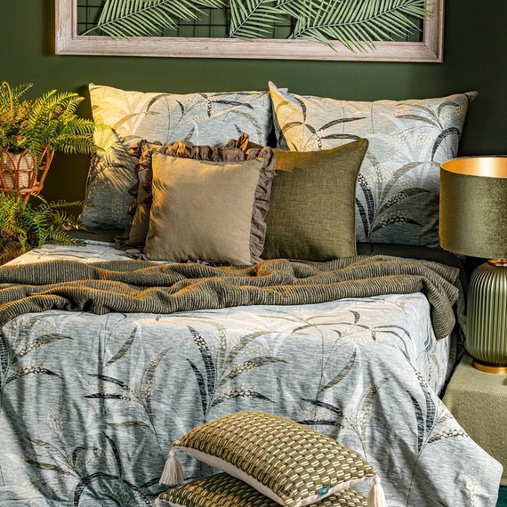 Montenegro 6 pościel z bawełny liście Eurofirany oliwkowy