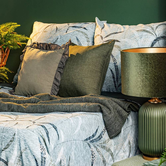 Montenegro 6 pościel z bawełny liście Eurofirany oliwkowy