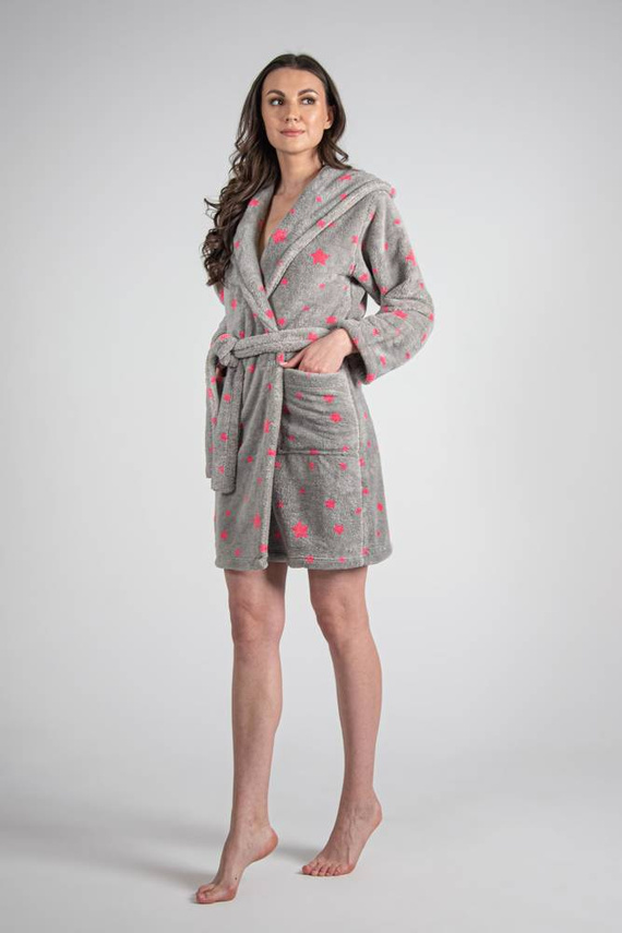 673 Gwiazdki Krótki Szlafrok damski Forex - szary