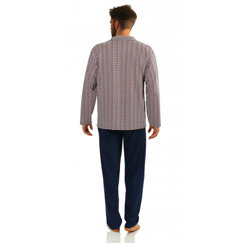 2385/15 Rozpinana Piżama Męska Sesto Senso - granatowy/beżowy