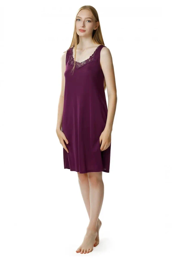 86385 Aurora koszula nocna damska Mewa bakłażanowy