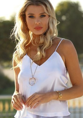 Karen Satynowy top damski DKaren - biały