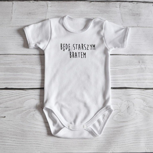 Body krótki rękaw "Będę starszym bratem " Moocha czarne