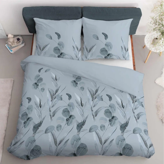 4691 B Pościel bawełniana kwiaty Detexpol błękitny