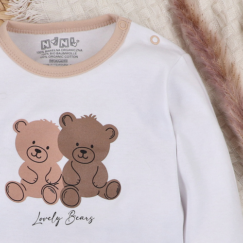 ABN-5354/BIA Sweet Bears Body z bawełny organicznej Nini biały