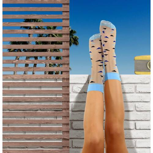 Skarpetki damskie nylonowe Sesto Senso trójkąty niebieski