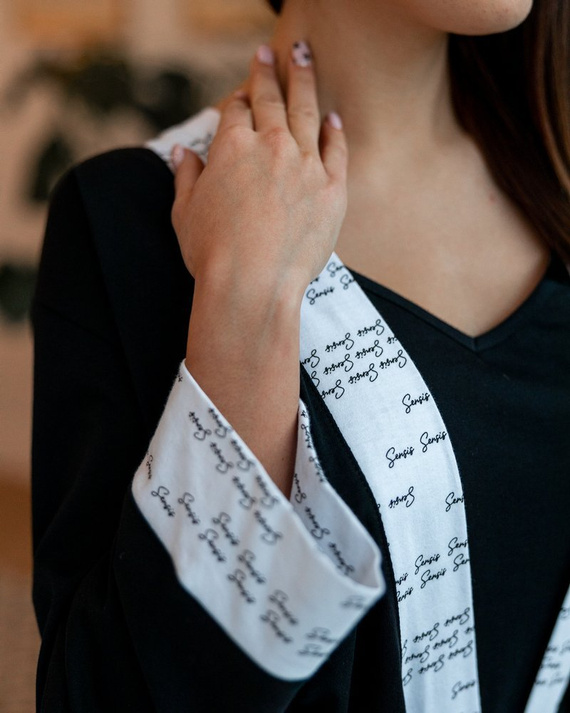 Sensis Antonella Szlafrok damski - czarny-biały 