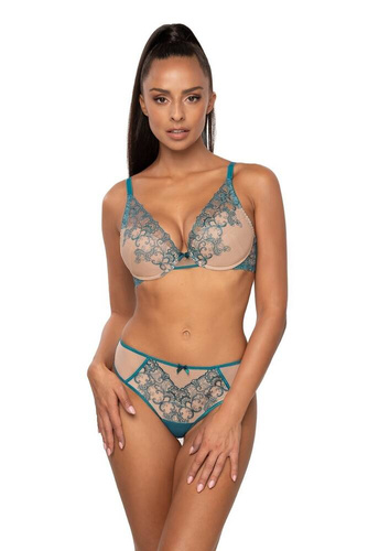 M-3808/11/1 Maureen Biustonosz push-up bralette Mat beżowy-turkusowy