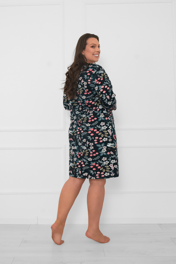 Koszula nocna damska bawełniana 3/4 rękaw Lucja – kwiatowy wzór Italian Fashion 