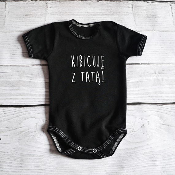Body krótki rękaw "Kibicuję z tatą" Moocha czarne