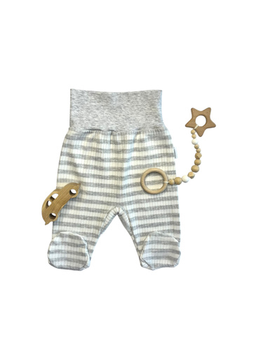 Półśpiochy niemowlęce Mamatti PD14820 – szare w paski, bawełniane