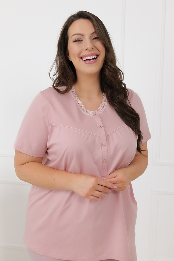 Hemaria Italian Fashion piżama damska bawełniana 3/4 plus size-różowy