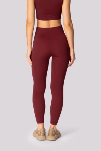 Ribbed legginsy damskie prążek Mona burgund