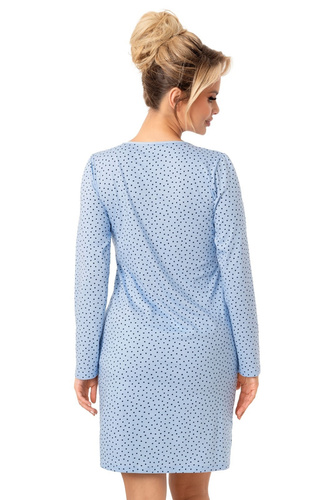 Koszula nocna Donna Star  niebieska– bawełna, długi rękaw, pakowana w foliowy woreczek