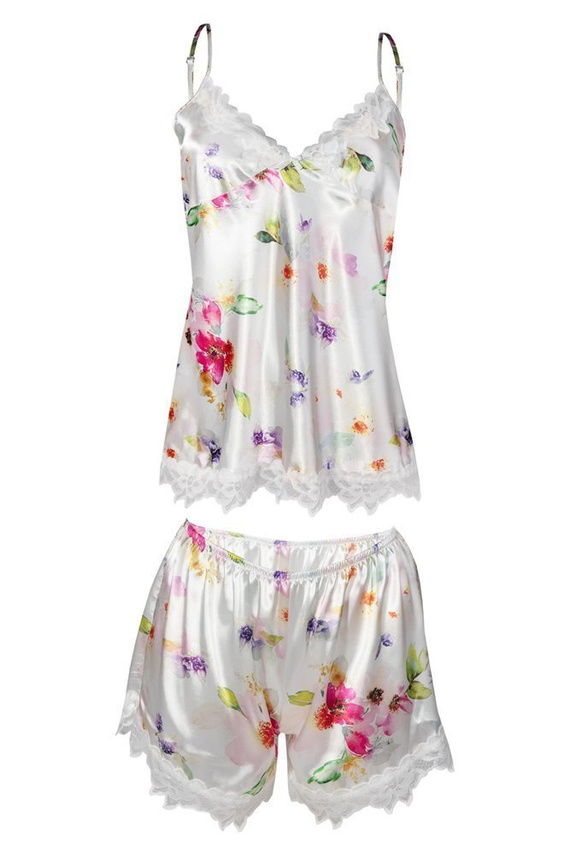 Flowers Komplet piżama damska DKaren -DK-KV biały 007