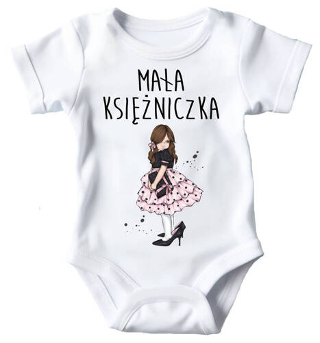 SKU A045 "Mała księżniczka" Body krótki rękaw Moocha biały