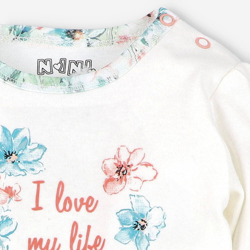 ABN-4244/ECR Flowers Body z bawełny organicznej Nini ecru