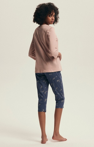 43699 Delanie Piżama damska Henderson pink – bawełna, rękaw 3/4 i rybaczki