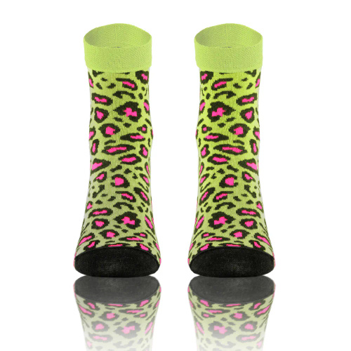 Cętki Panterka Skarpety krótkie finest cotton dwie różne Sesto Senso zielony