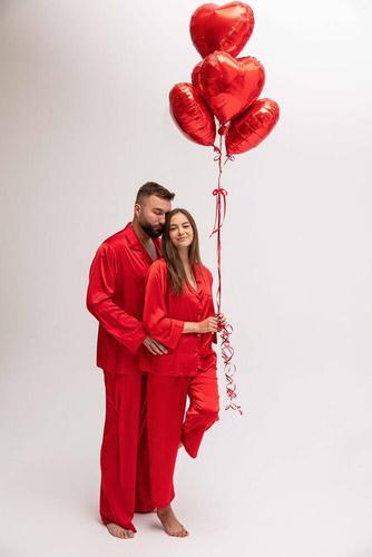 Amina satynowy komplet damski DKaren - czerwony