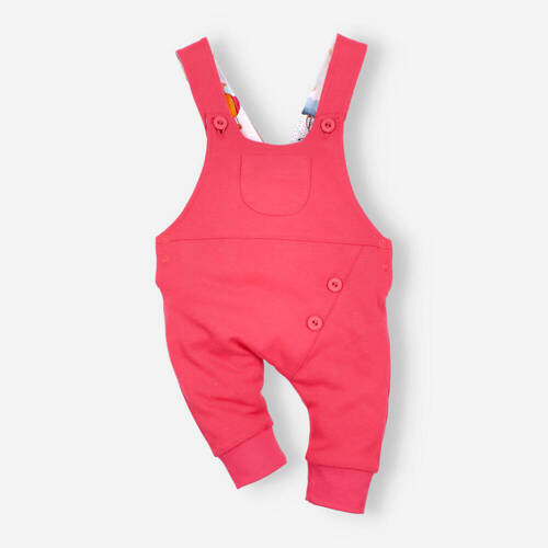 Kolorowy Las Spodnie ogrodniczki z bawełny organicznej Nini malinowy