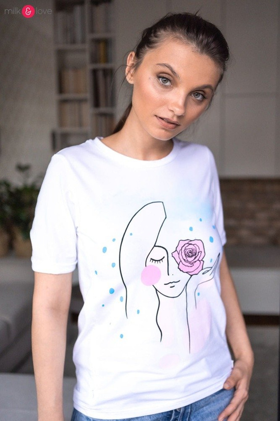 Bluzka do karmienia Boob Milk&Love biały z grafiką