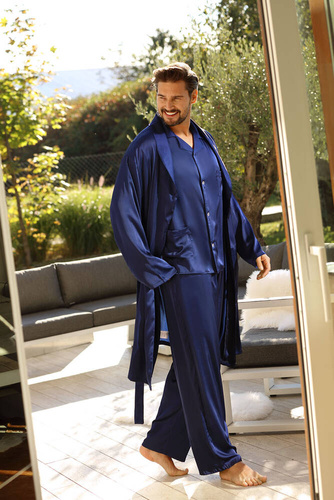 Lukas Szlafrok męski Dkaren - granatowy