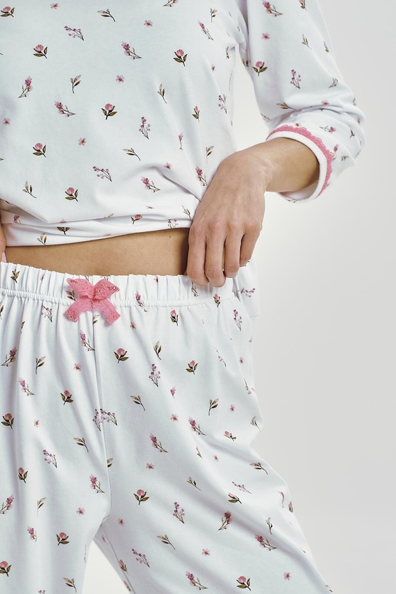 Elodie 3432 Piżama damska Taro  biała bawełna rękaw 3/4 wygodna