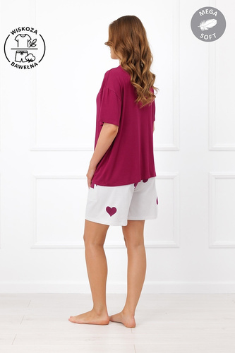 Italian Fashion Kioga Piżama damska wiskoza Mega Soft szorty serca